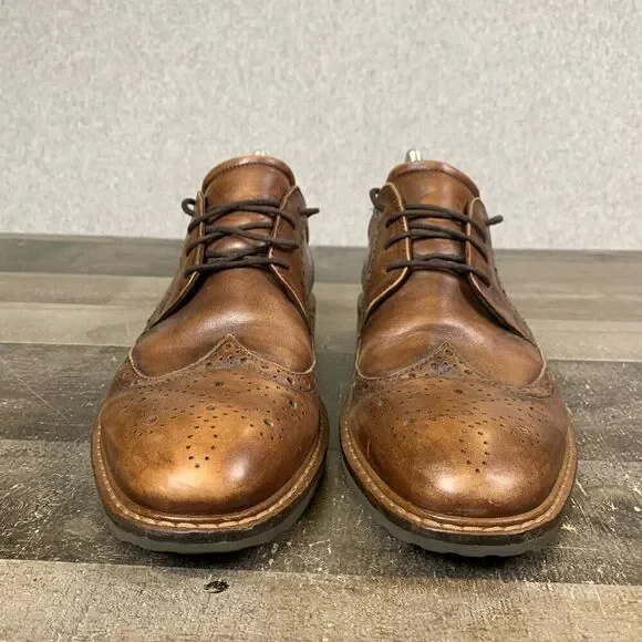 Ecco Men’s Size 43 Lace Up Vitrus Dress Shoes Cognac Brown Leather Round Toe - Picture 4 of 12